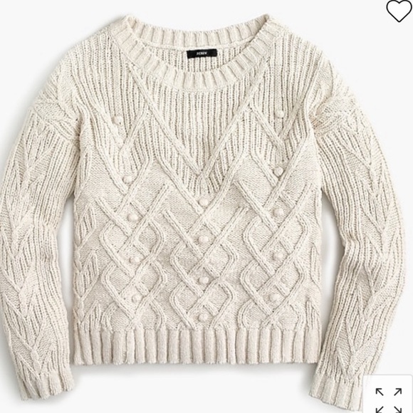 J. Crew Sweaters - J Crew M Sweater Ribbed Pom Poms Stretch Side Split Hem Cream Size S